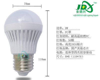 深圳市金德興照明 12W超亮E27螺口LED球泡燈，節能批發熱銷之選